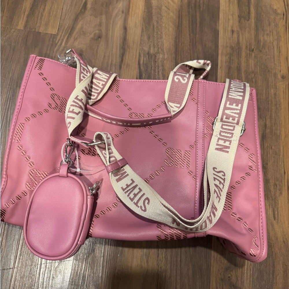 Steve Madden Blush Pink Tote with Logo Straps